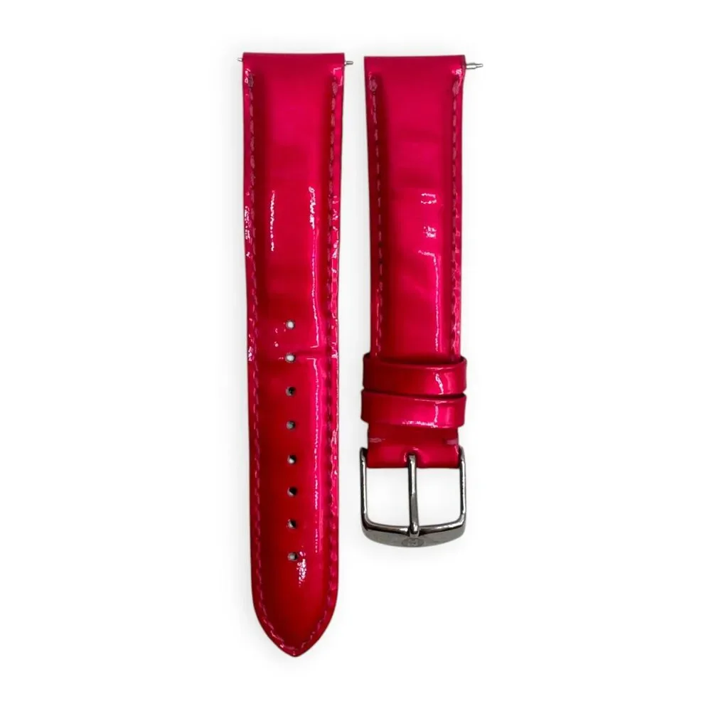 MICHELE 18mm Fandango Hot Pink Genuine Patent Leather Watch Band Strap EUC